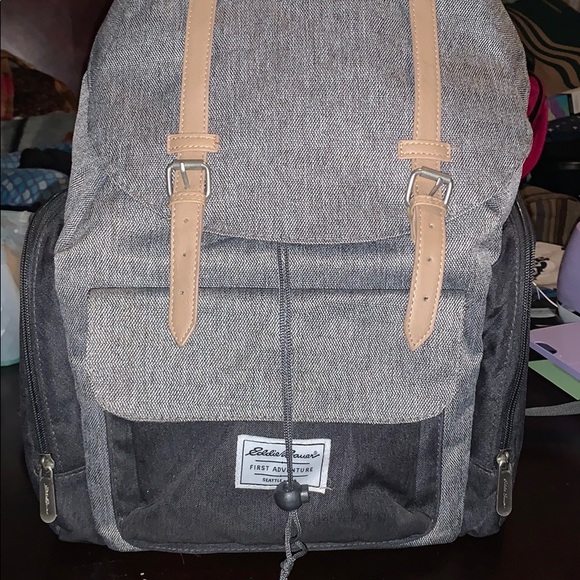eddie bauer backpack grey tan
